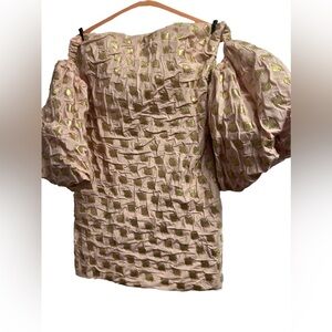 Les Bourdelles des Garcons Pink dress with Gold Print